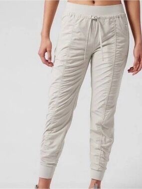 Athleta Light Cream Drawstring Jogger Pants